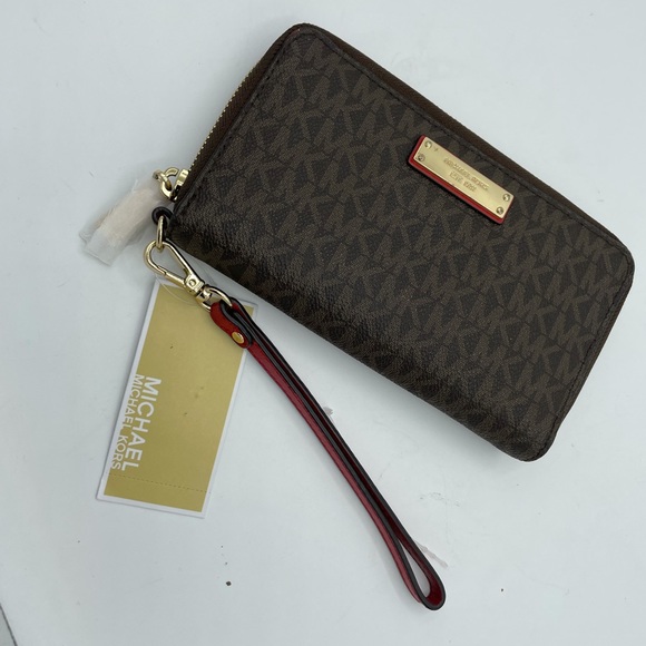 michael michael kors signature jet set item large flat multi function phone case